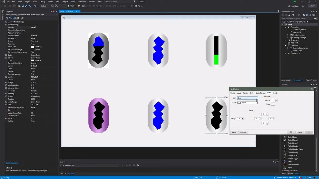 油箱油管油量顯示- .Net WinForm - VS2019 C# - UI界面設置