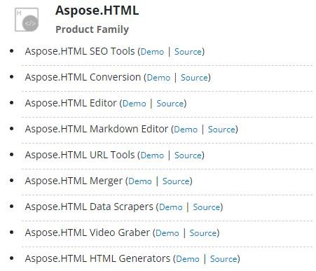 Aspose.HTML for .NET功能DEMO合集