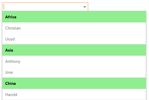 DevExpress ASP.NET示例：GridLookup - 如何模擬帶有分組項(xiàng)目的下拉菜單