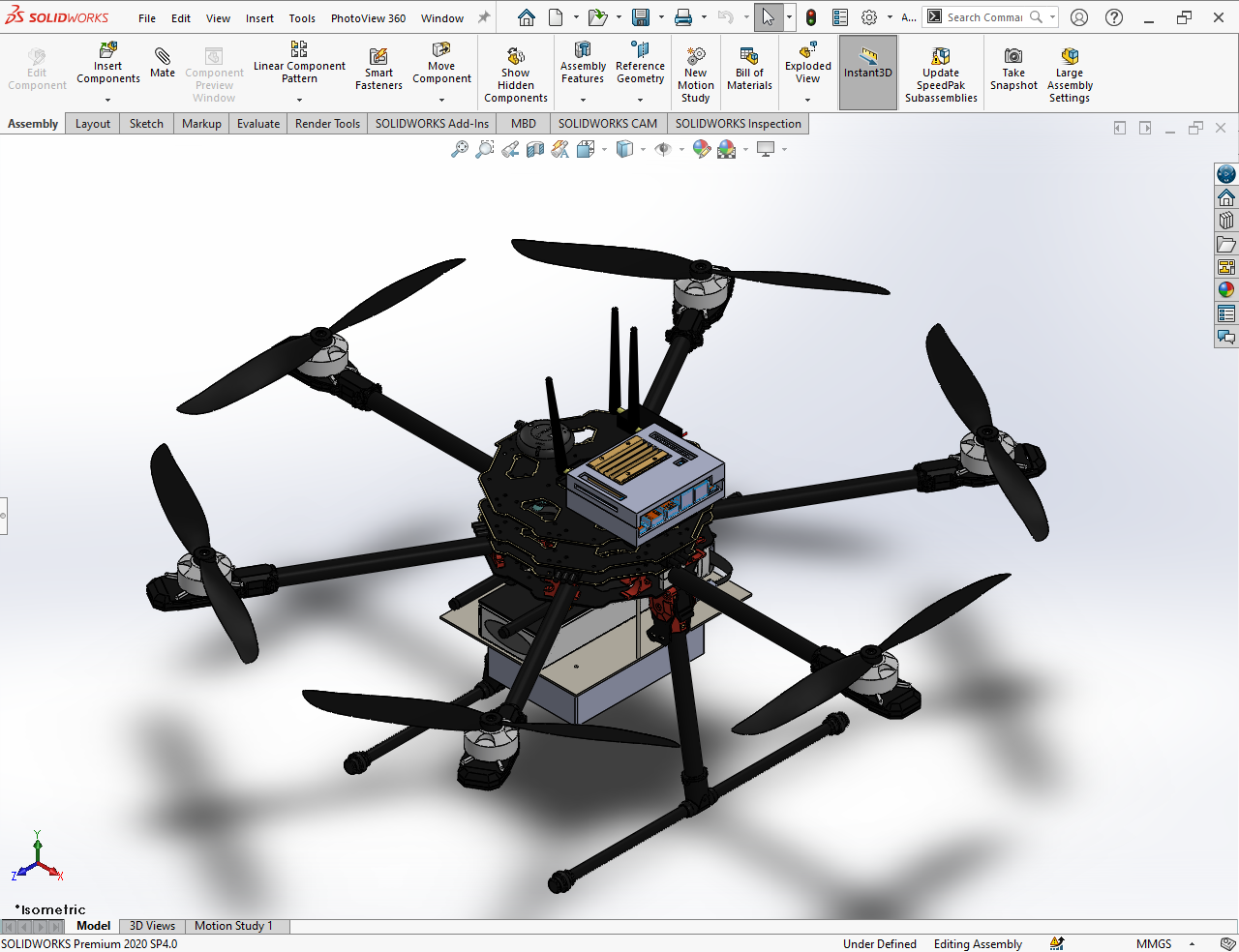 SolidWorks模型免費(fèi)下載：六軸飛行器