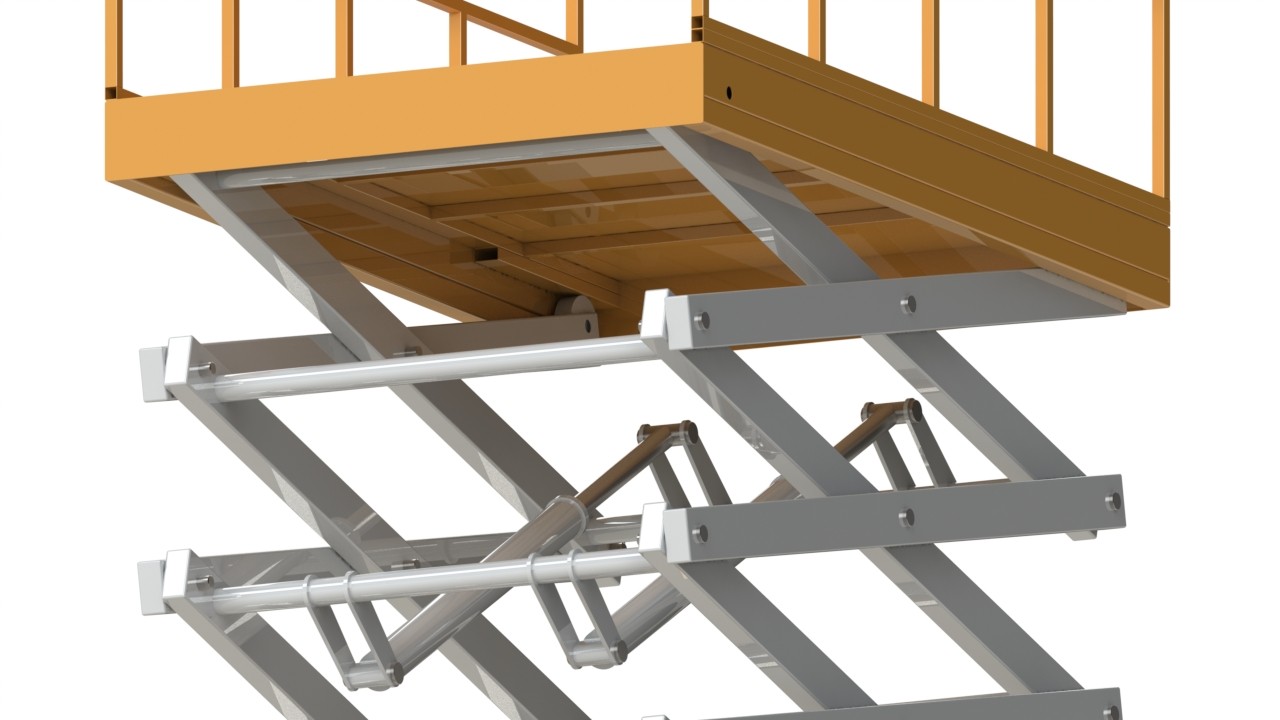 SolidWorks模型免費下載：液壓剪刀式升降機 7m 500kg