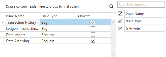 DevExpress WPF示例：WPF Data Grid - 顯示獨(dú)立的列選擇器