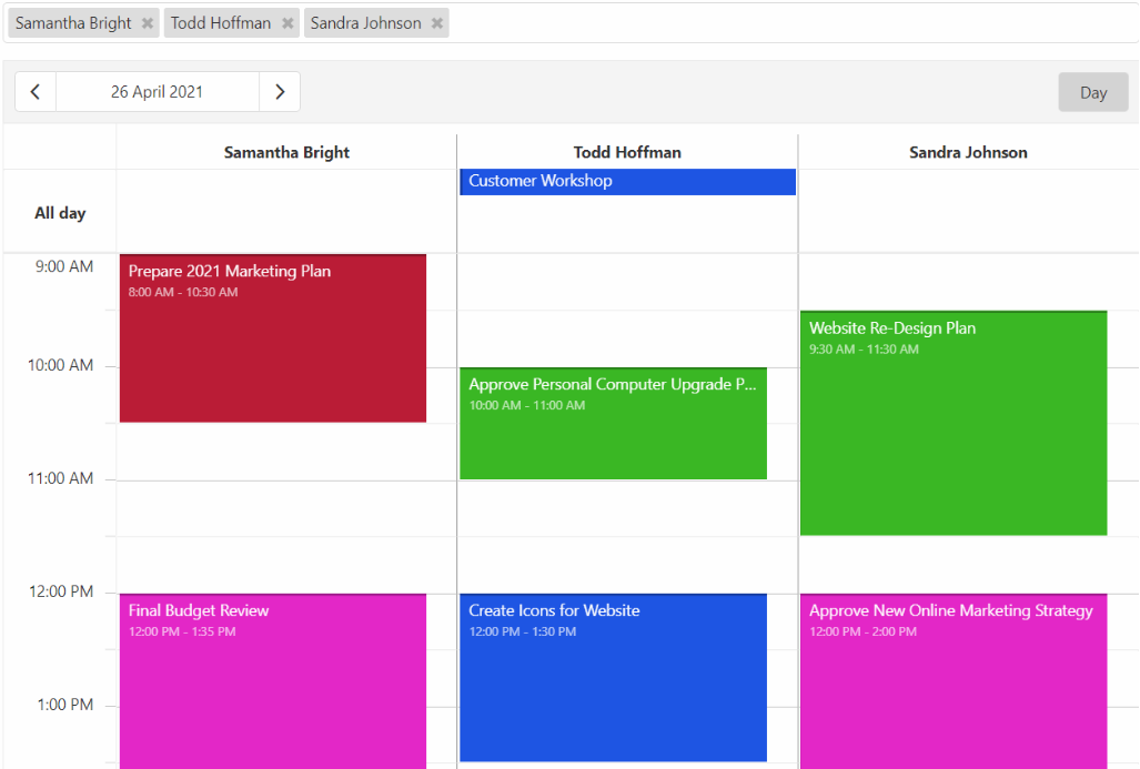 DevExtreme示例：Scheduler - 如何按资源筛选日程