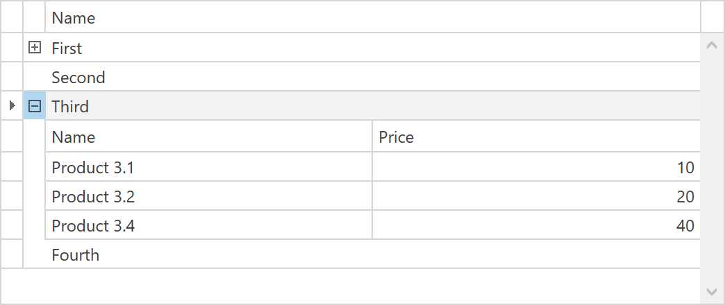 DevExpress WPF示例：Data Grid - 指定Detail按钮的可见性