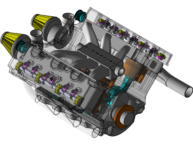 SolidWorks模型免費下載：v6發(fā)動機模型