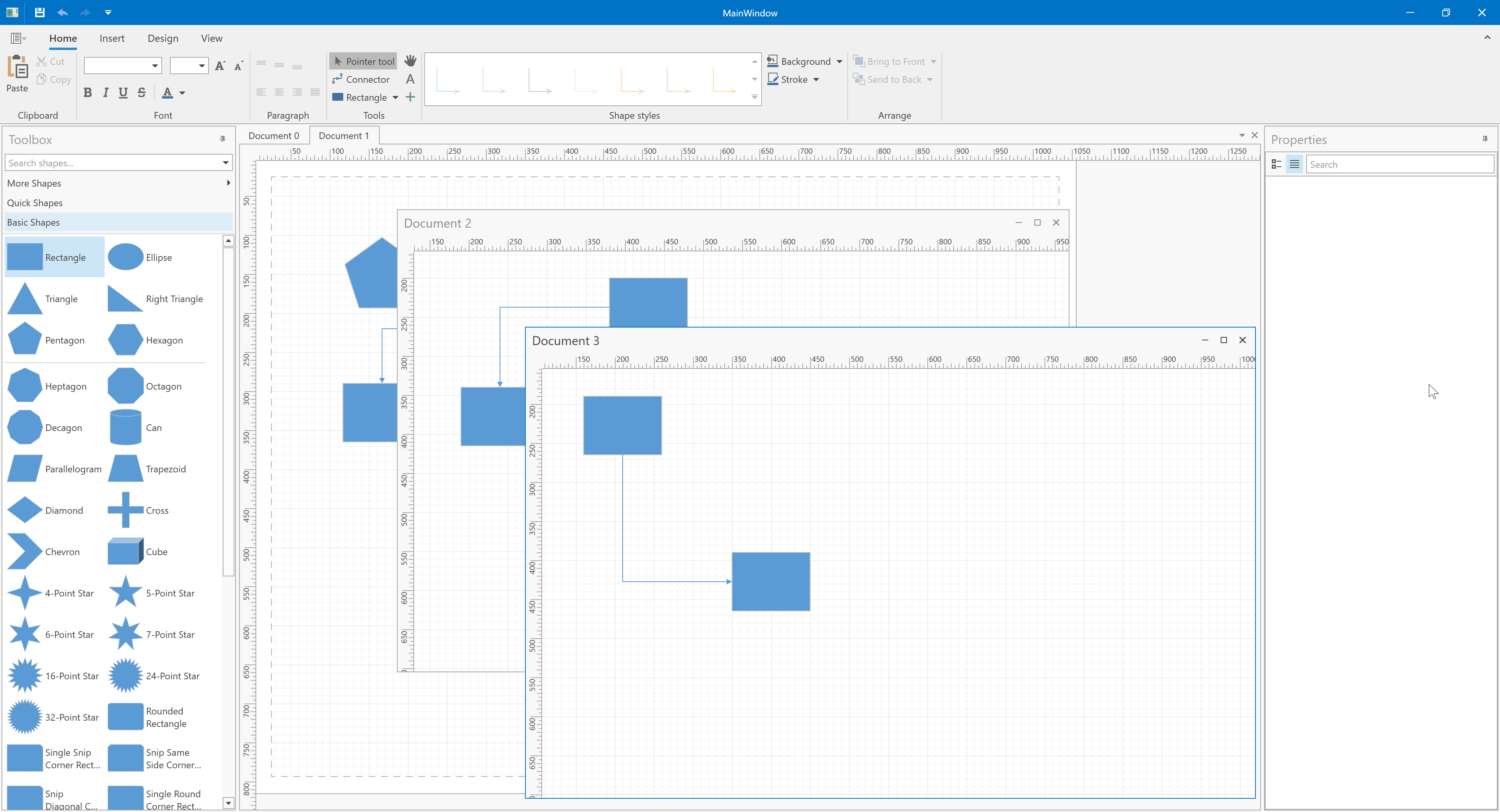 DevExpress WPF示例：DiagramControl - 将多个流程图显示为MDI文档