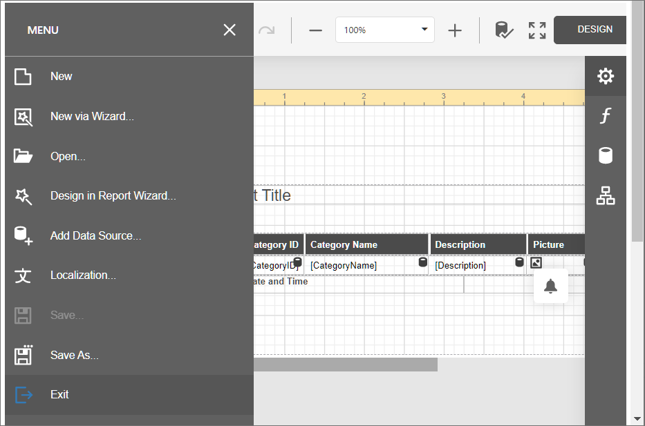 DevExpress ASP.NET MVC示例：带有最终用户报表设计器和报表数据库存储的Web报表ASP.NET MVC应用程序