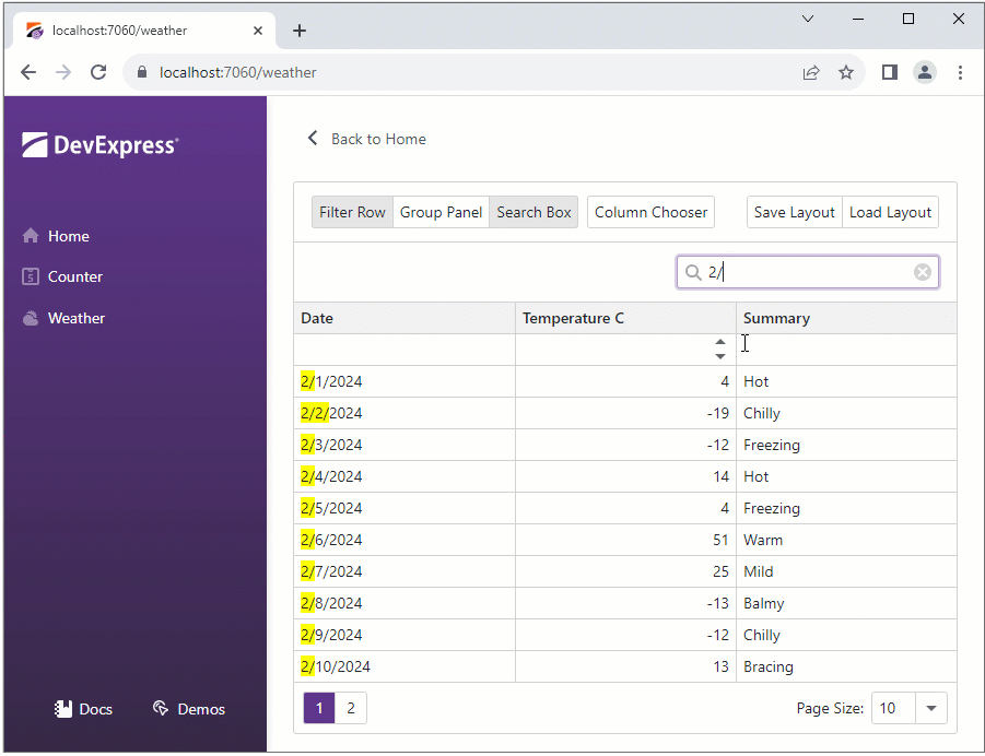 DevExpress示例：Blazor Grid - 保存和加載關(guān)于網(wǎng)格布局的擴(kuò)展信息