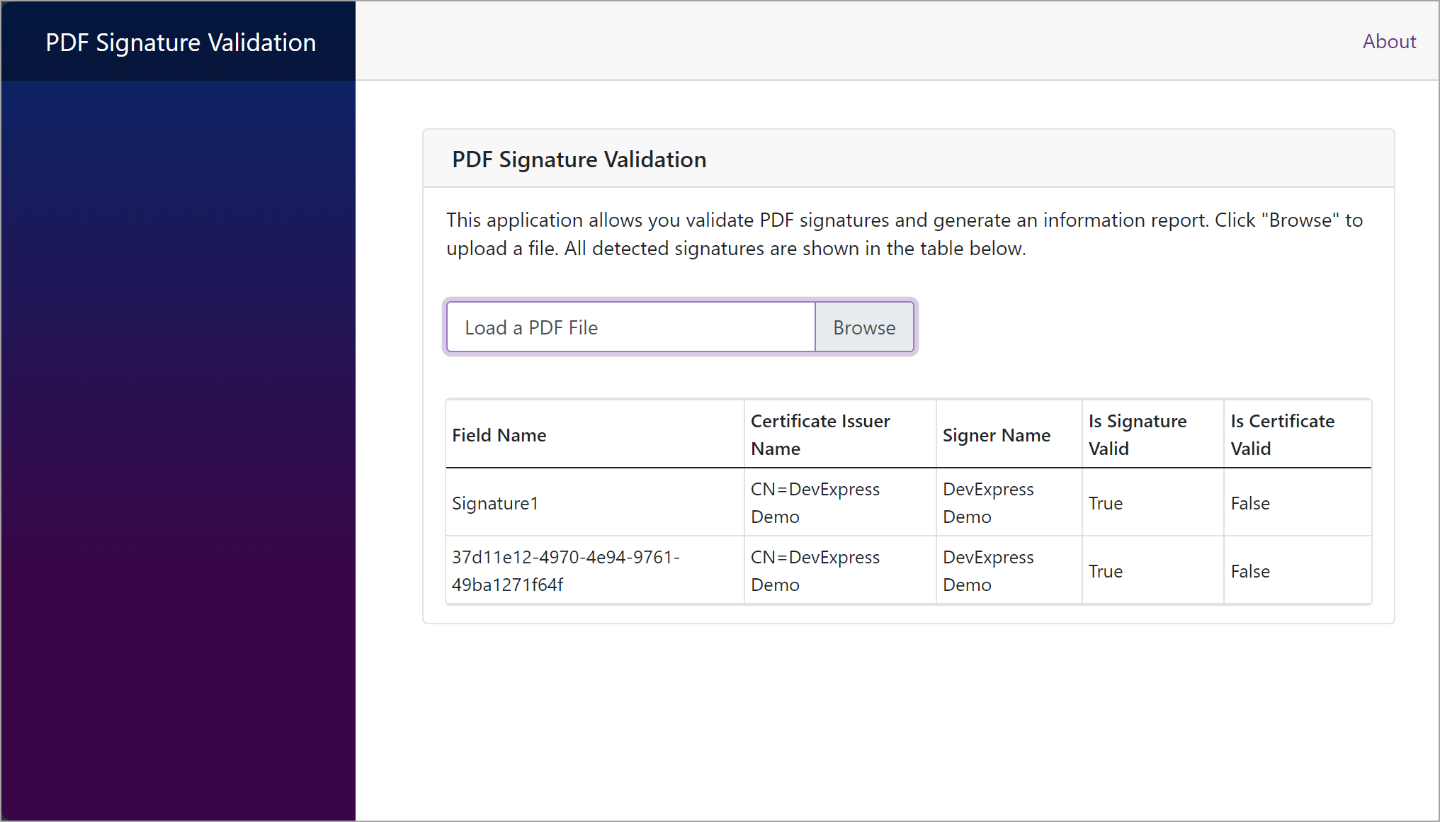 DevExpress Office File API示例：PDF Document API – 验证文档签名