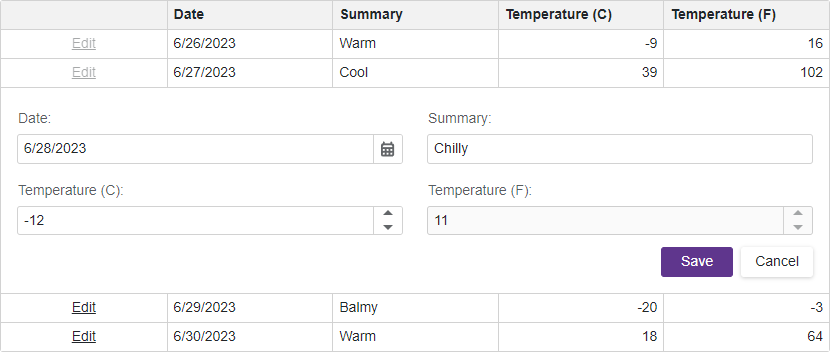 DevExpress示例：Grid for Blazor - 將數(shù)據(jù)編輯限制為符合特定條件的行