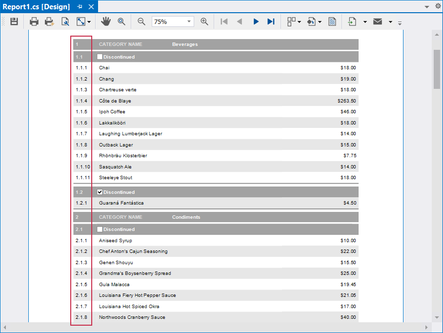 DevExpress Reporting示例：Visual Studio報(bào)表設(shè)計(jì)器 - 按索引分組編號(hào)