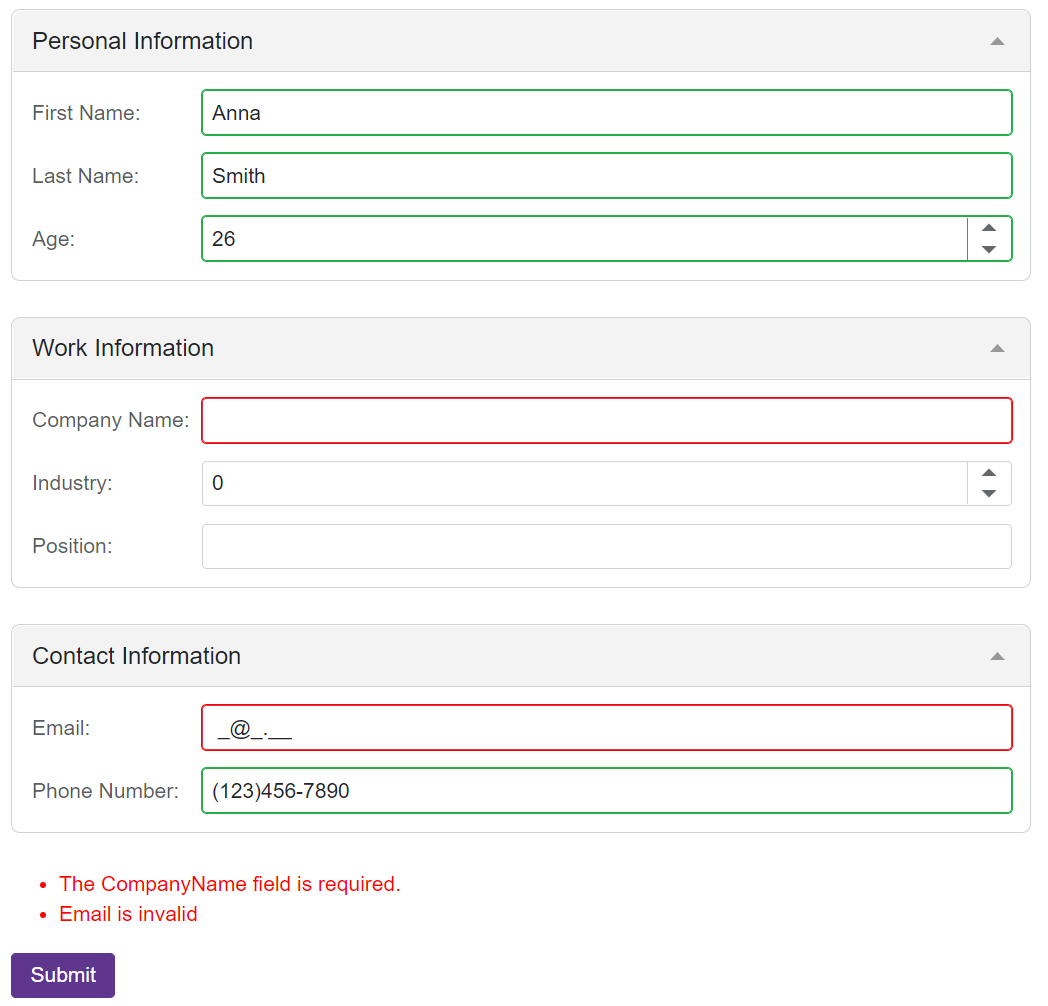 DevExpress示例：Form Layout for Blazor –折疊組