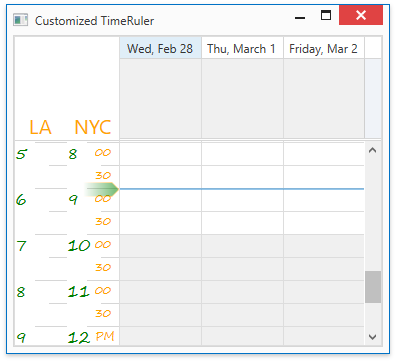 DevExpress WPF示例：Scheduler - 如何使用样式和模板来自定义时间标尺？