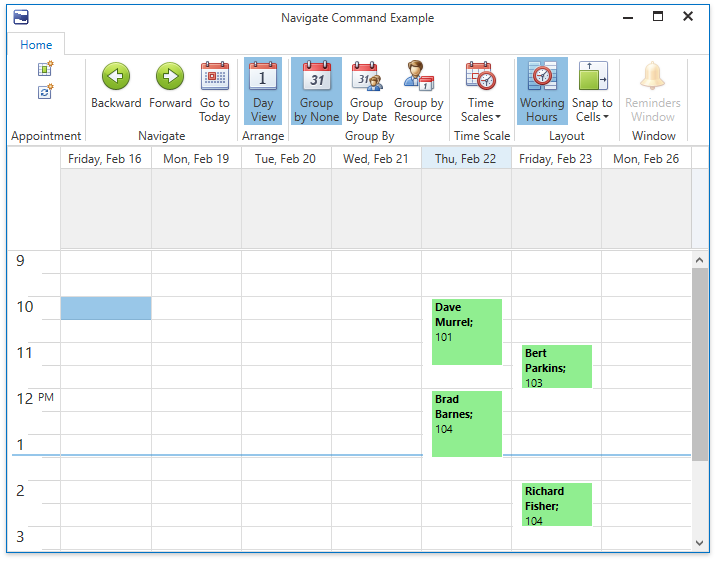 DevExpress WPF示例：Scheduler - 在Day视图中隐藏非工作日