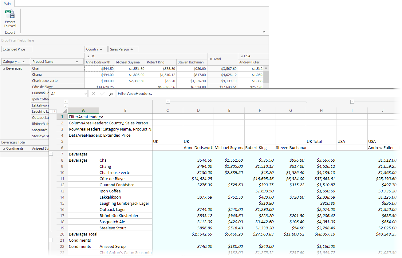 DevExpress WinForms示例：Pivot Grid - 在Exported Excel文档中自定义单元格