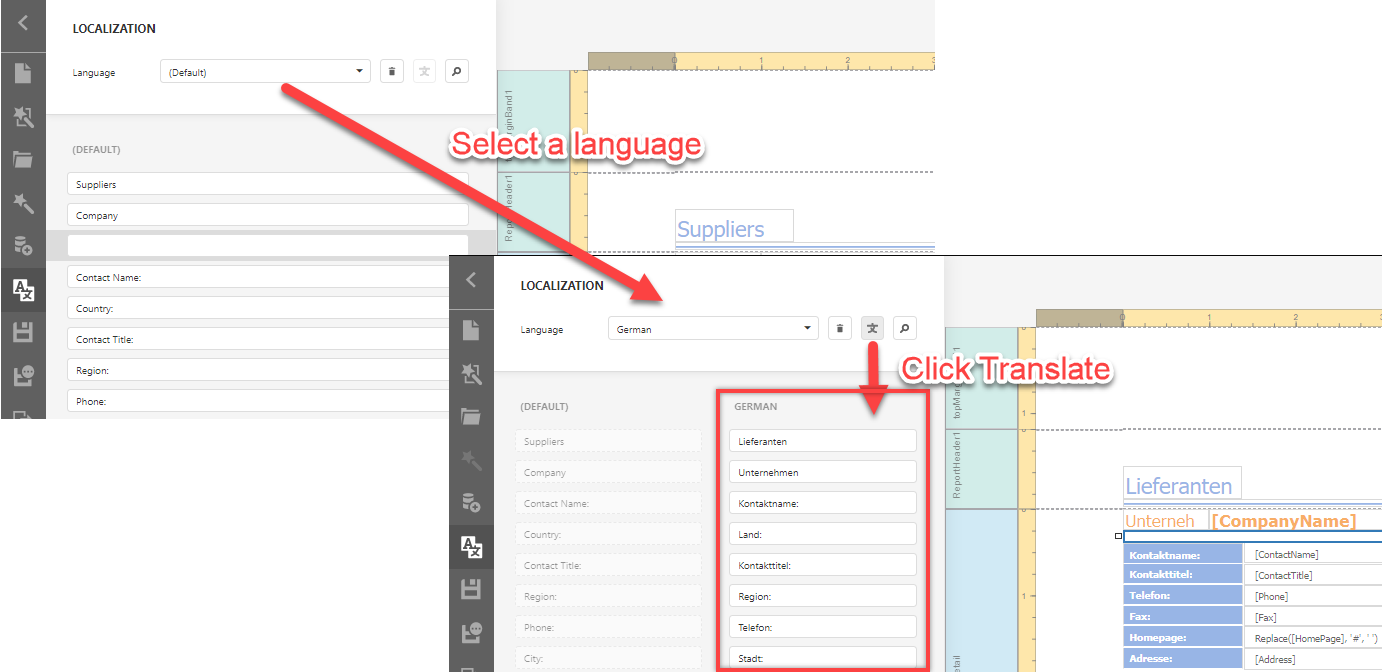 DevExpress ASP.NET Core示例：如何在报表本地化中使用Microsoft Azure Translator Text API