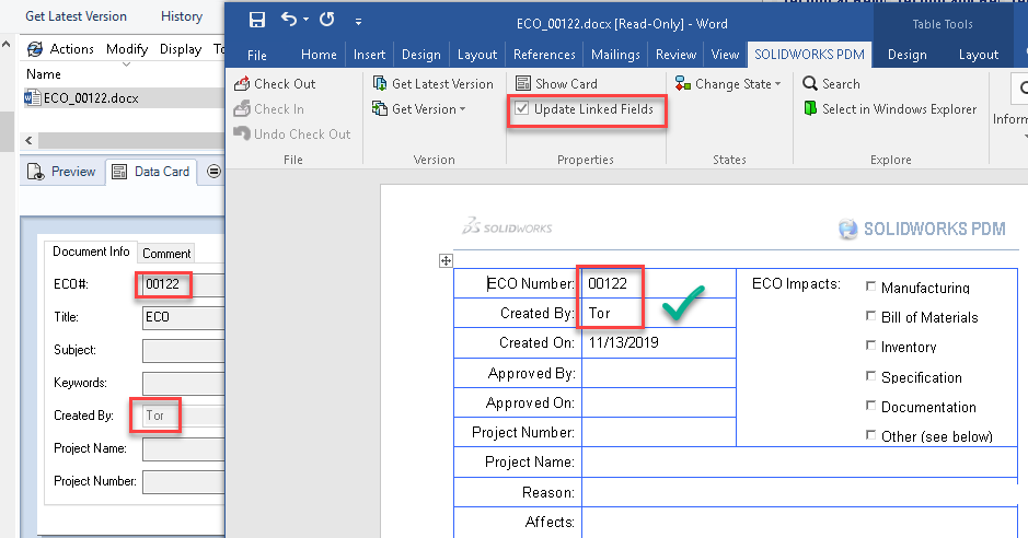 SOLIDWORKS PDM:使用Office to PDF任务时如何刷新Word文档中的字段
