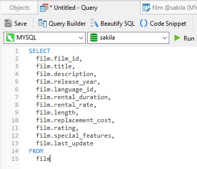 Navicat Tutorial: How to choose MySQL in all columns except one outside