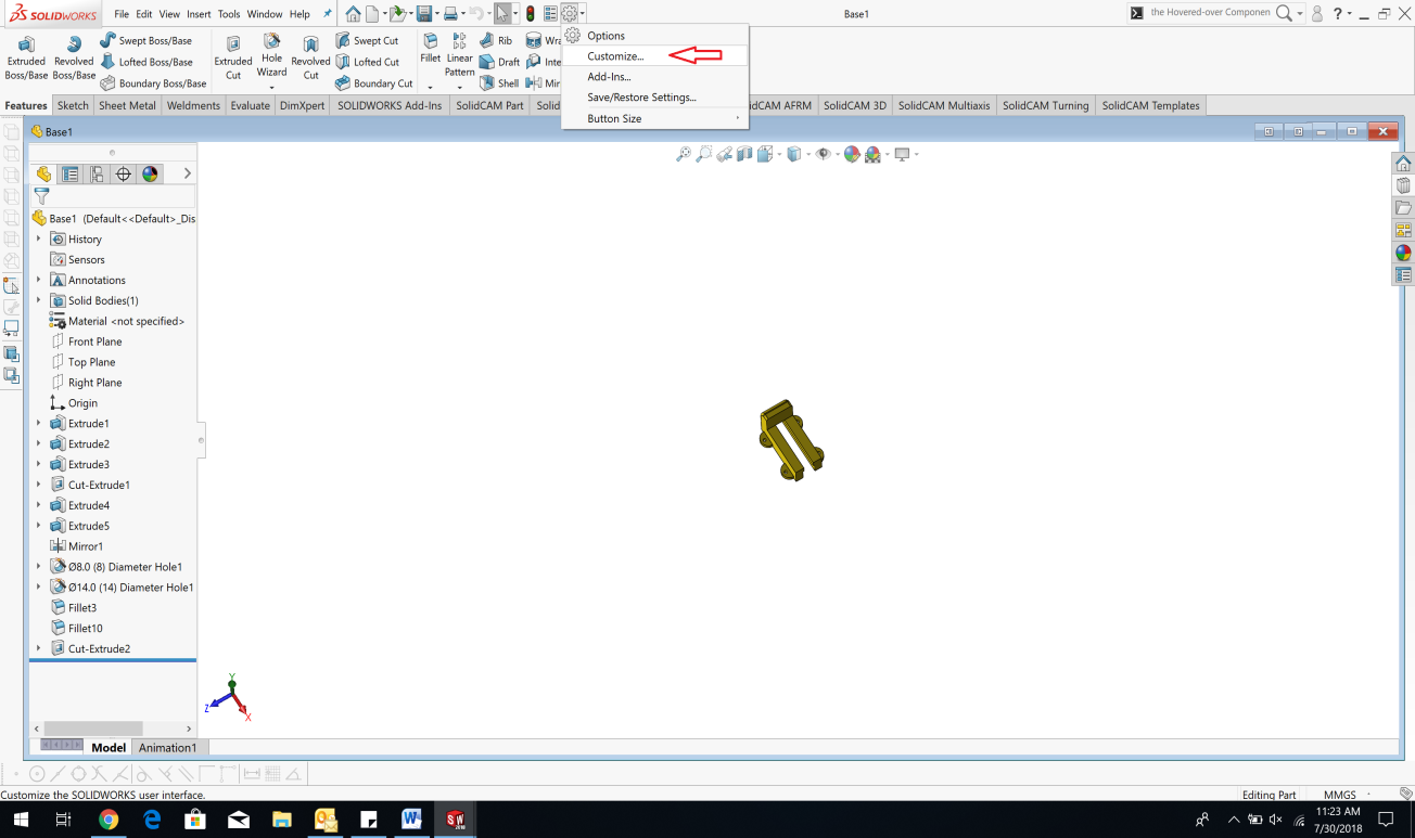 SOLIDWORKS常用基本快捷键介绍与自定义快捷键操作步骤