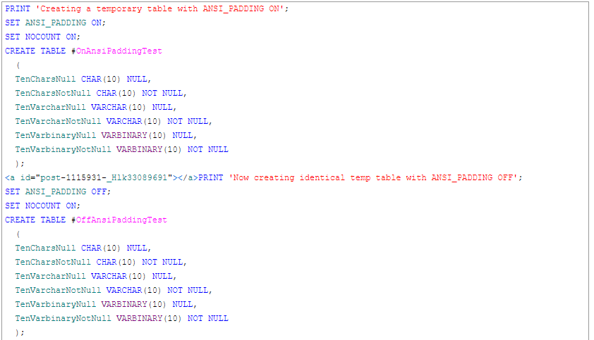 SQL Prompt使用教程：为什么不要创建将ANSI_PADDING设置为OFF的列？