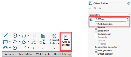 如何在SOLIDWORKS中使用偏移和转换实体