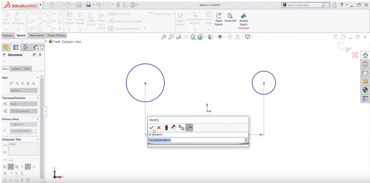 绘制圆弧和圆时使用SOLIDWORKS的智能尺寸工具