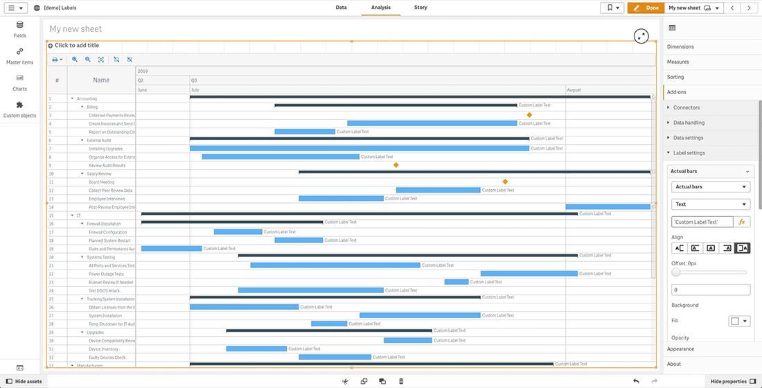 AnyGantt使用教程：如何在Qlik Sense中配置项目甘特图标签（上）