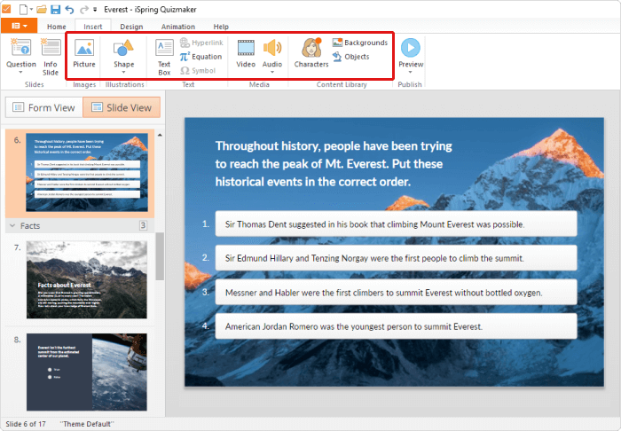 iSpring QuizMaker使用教程：如何创建序列问题