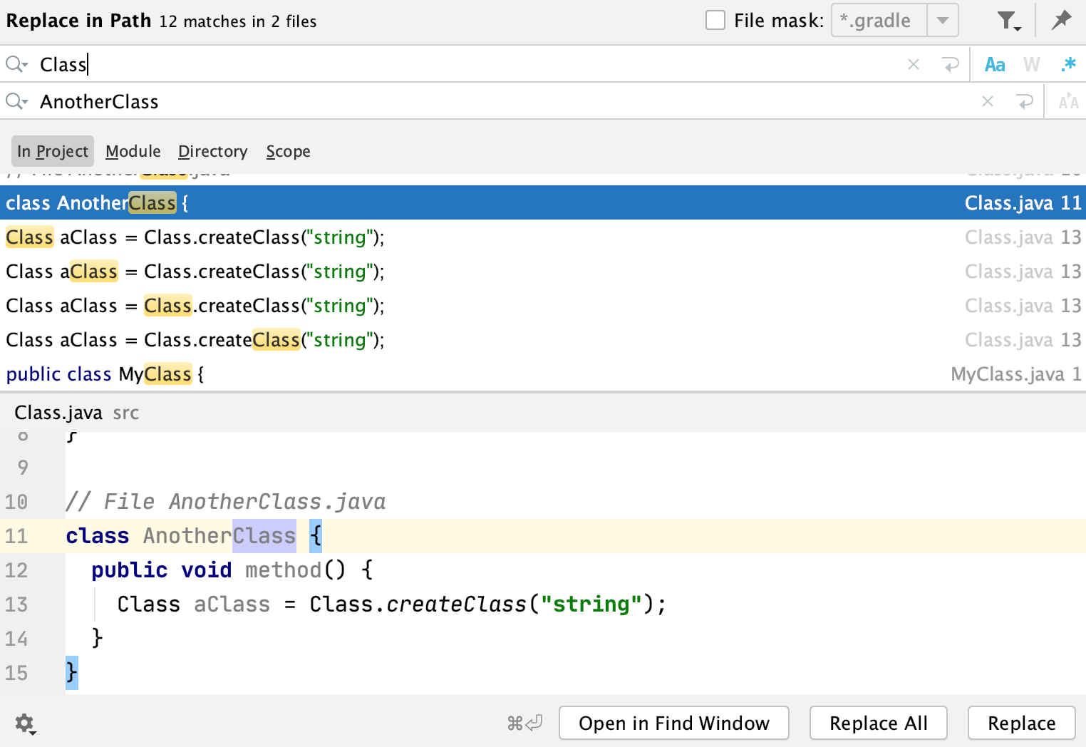 Java开发工具IntelliJ IDEA使用源代码系列教程（五）：搜索并替换项目中的目标