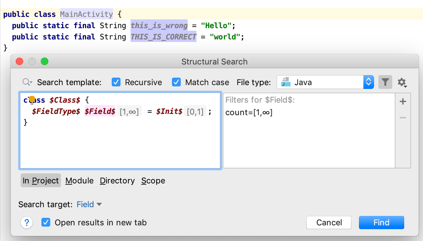 Java开发工具IntelliJ IDEA使用源代码系列教程（八）：结构搜索和替换