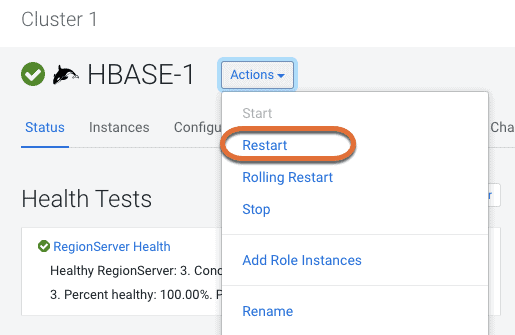 在Cloudera Manager中重启集群