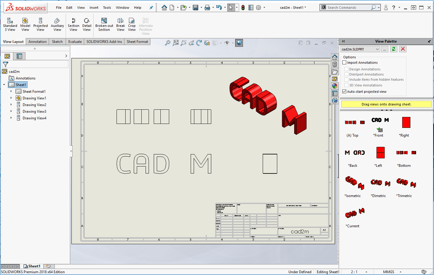 SOLIDWORKS如何在工程图中添加实体曲面
