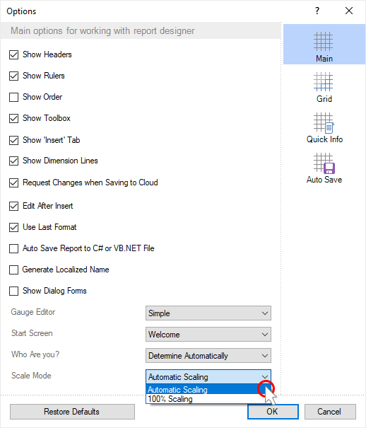Stimulsoft Designer自动适应系统中新设缩放比例的正确方法