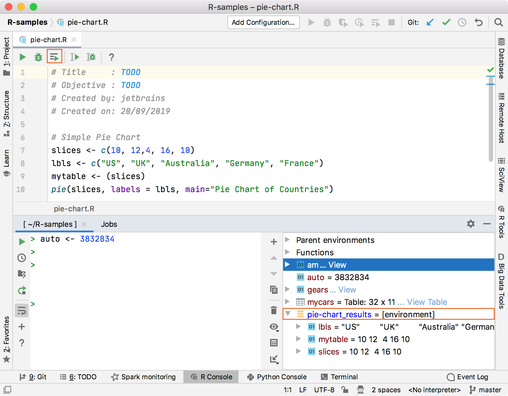 Python开发工具PyCharm教程：智能执行R代码