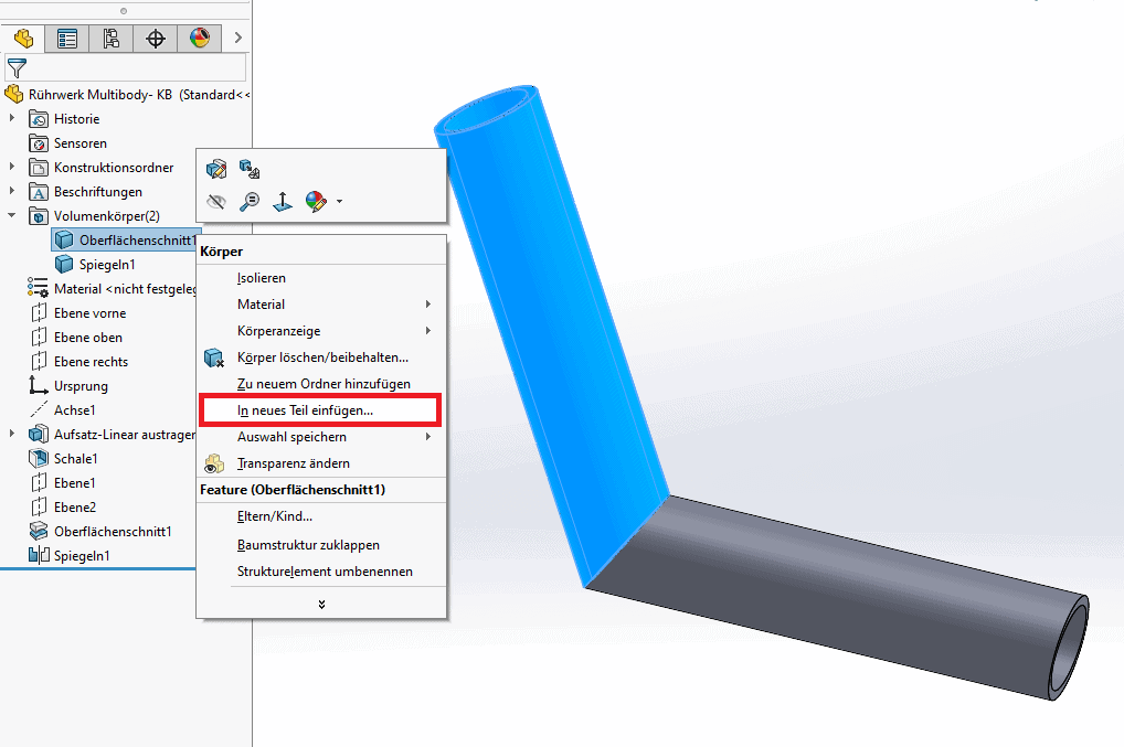 SOLIDWORKS多实体零件如何转换为装配体？