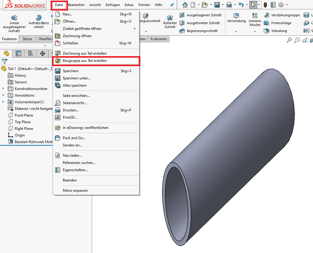 SOLIDWORKS多实体零件如何转换为装配体？