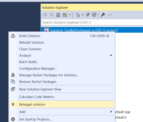 deploying TookitProinVisualStudio2017_RetargetStep1