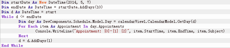 DotNetBar for Silverlight教程：如何枚举schedule表控件中两个日期之间的所有约会