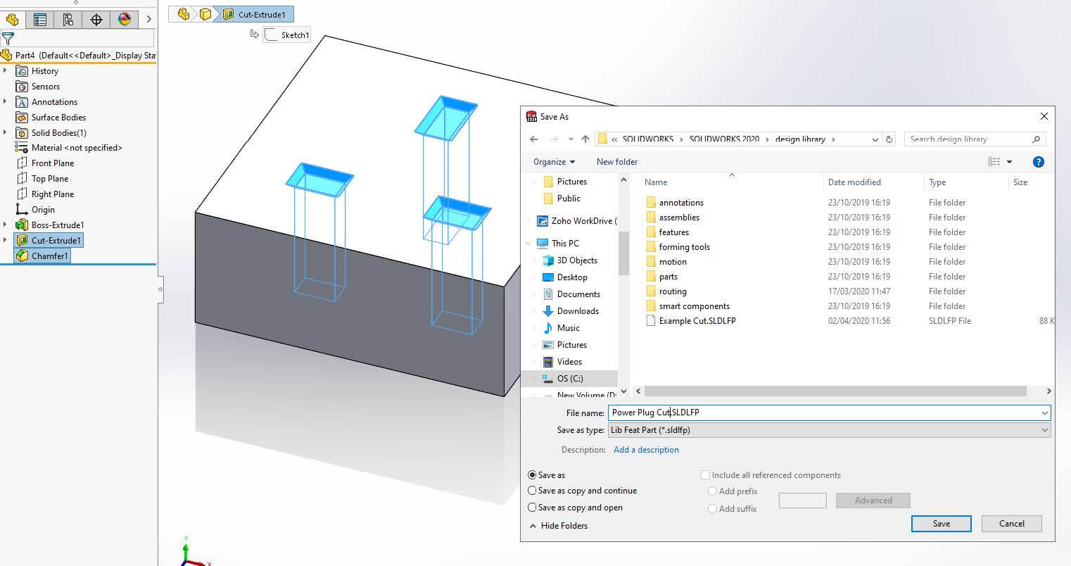 如何在SOLIDWORKS中创建库特征？