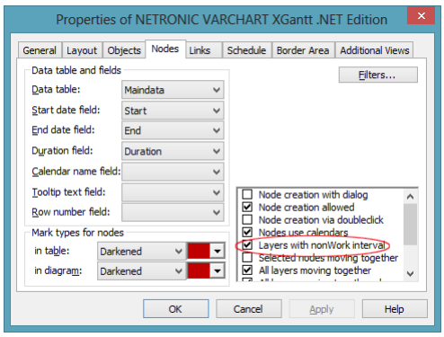 VARCHART XGantt v5.2用户手册：在活动中标注非工作间隔