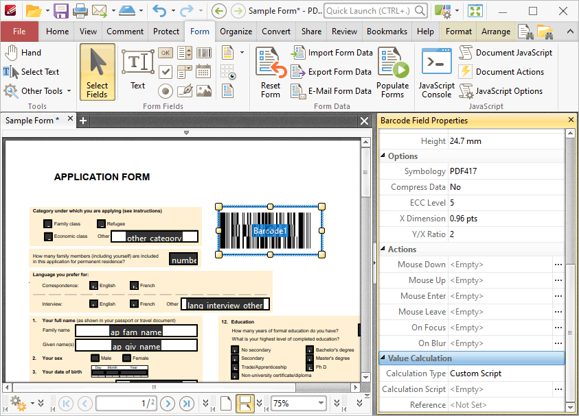 PDF-XChange Editor使用教程：如何用信息填充条形码 ？