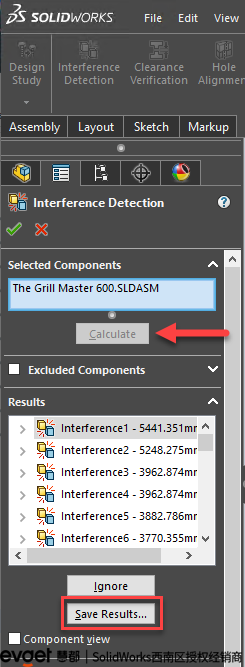 如何在SOLIDWORKS 2021中将干涉检查报告及图像导出为 Excel