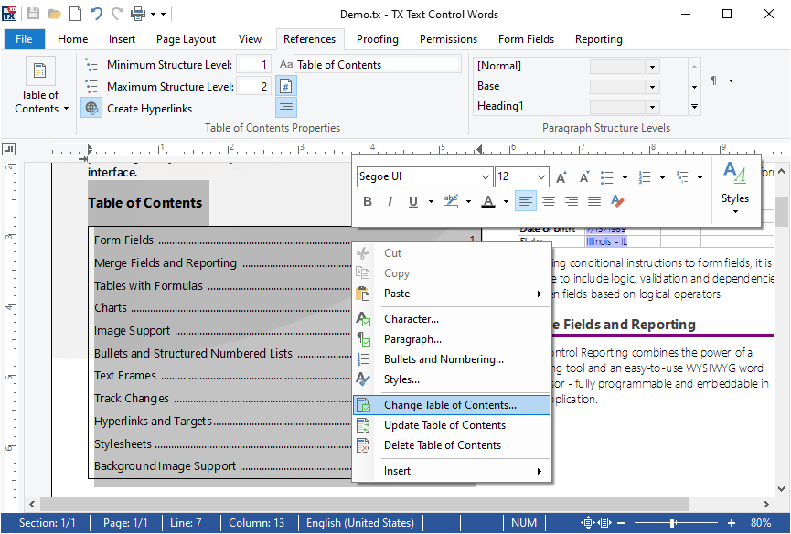 TX Text Control X19已面世，现可兼容MS Word的目录