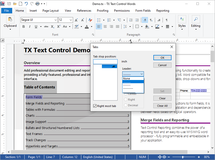 TX Text Control X19已面世，现可兼容MS Word的目录