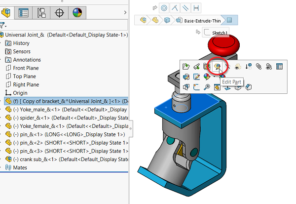 如何在SOLIDWORKS中使用虚拟组件复制一个零件？