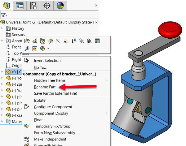 如何在SOLIDWORKS中使用虚拟组件复制一个零件？