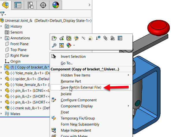 如何在SOLIDWORKS中使用虚拟组件复制一个零件？