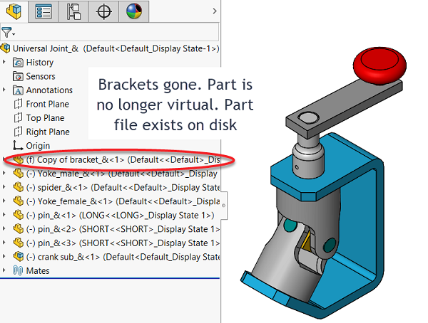如何在SOLIDWORKS中使用虚拟组件复制一个零件？