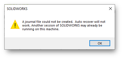 SOLIDWORKS警告提示无法创建日志文件怎么办？