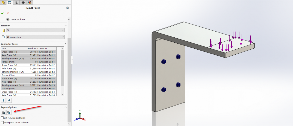 SOLIDWORKS Simulation 2021中如何将表格式的模拟结果复制到剪贴板上？